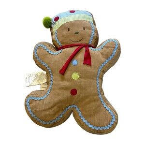 St. Nicholas Square Gingerbread Man Decorative Pillow 20” Appliqué Embroidered